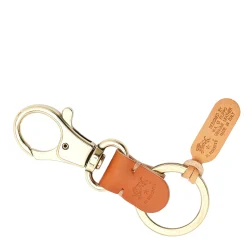 Keyring in leather color caramel