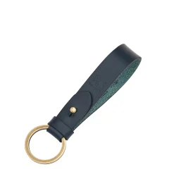 Keyring in leather color blue