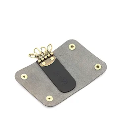 Keyring in leather color black