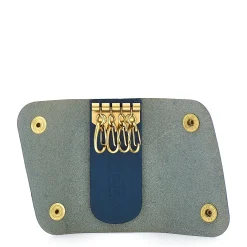 Keyring in leather color blue