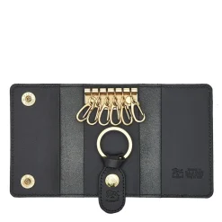 Keyring in leather color black