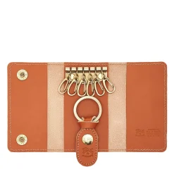 Keyring in leather color caramel