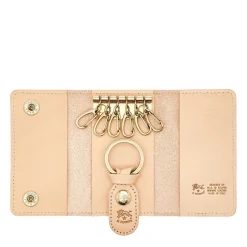 Keyring in leather color natural