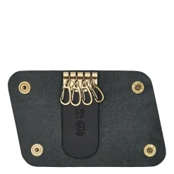 Keyring in leather color black