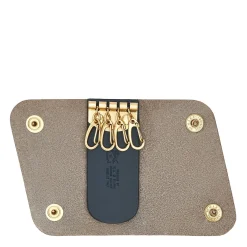 Keyring in leather color blue