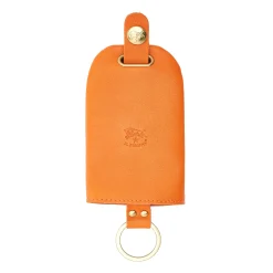 Keyring in leather color orange