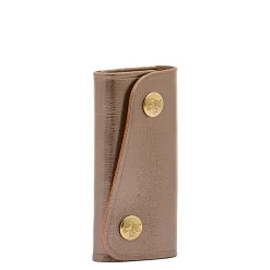 Keyring in metallic leather color metallic bronze