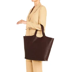 Le laudi Women's tote bag in vintage leather color coffee