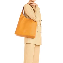 Le laudi Women's shoulder bag in vintage leather color natural