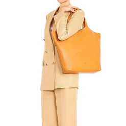 Le laudi Women's tote bag in vintage leather color natural