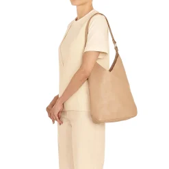 Malibu Women's shoulder bag in leather color caffelatte