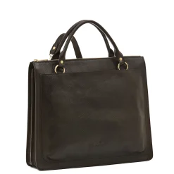 Manhattan Women's briefcase in leather color black