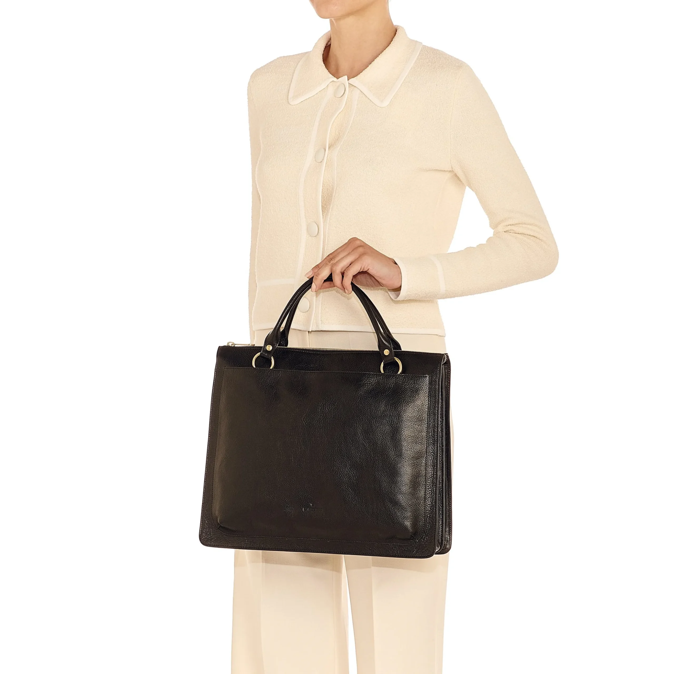 Manhattan Women's briefcase in leather color black