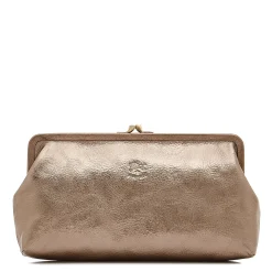 Manuela Women's clutch bag in metallic leather color metallic bronze