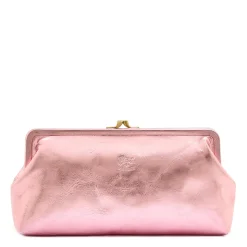 Manuela Women's clutch bag in metallic leather color pink