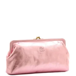 Manuela Women's clutch bag in metallic leather color pink