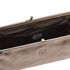 Manuela Women's clutch bag in metallic leather color metallic bronze