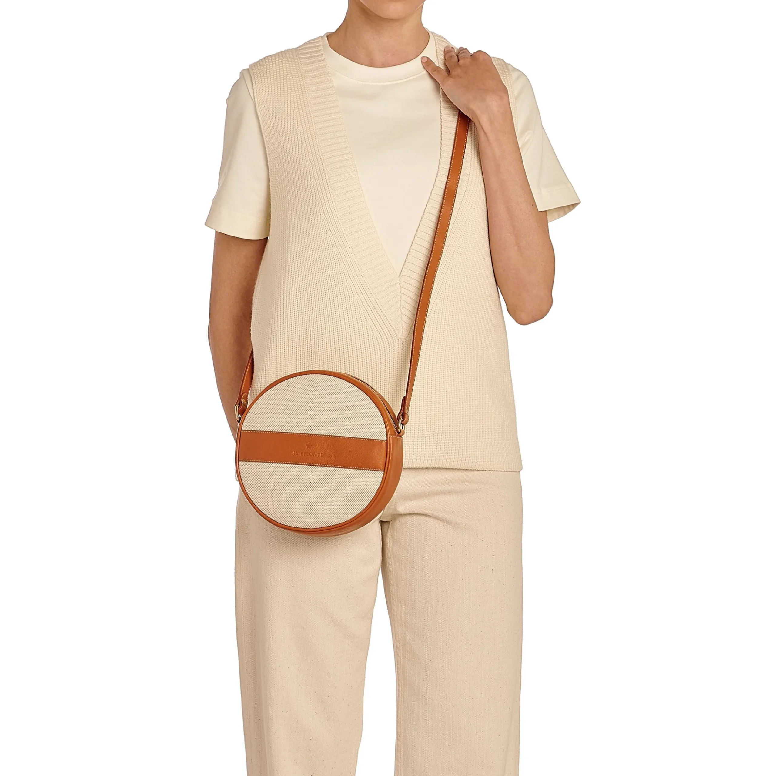 Marini Women's crossbody bag in fabric color natural / caramel