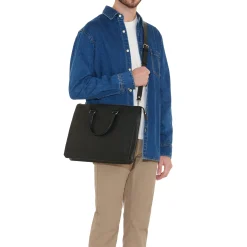 Meleto Men's briefcase in vintage leather color black