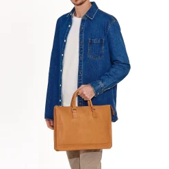 Meleto Men's briefcase in vintage leather color natural
