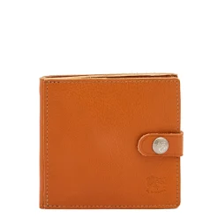 Men's bi-fold wallet in leather color caramel