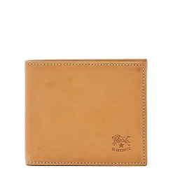 Men's bi-fold wallet in leather color natural