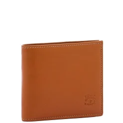 Men's bi-fold wallet in leather color caramel