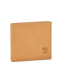 Men's bi-fold wallet in leather color natural