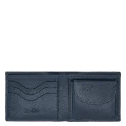 Men's bi-fold wallet in leather color blue