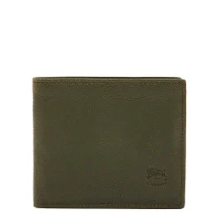 Men's bi-fold wallet in vintage leather color forest