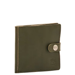 Men's bi-fold wallet in vintage leather color forest