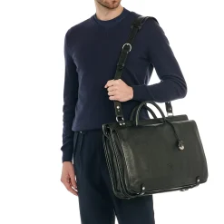 Men's briefcase in leather color black
