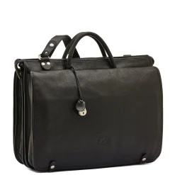 Men's briefcase in leather color black