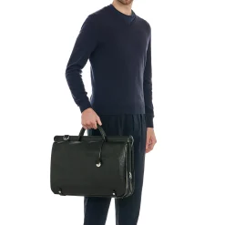 Men's briefcase in leather color black