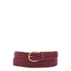 Nina Women's belt in leather color black cherry