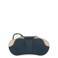 Nina Women's glasses case in leather color blue