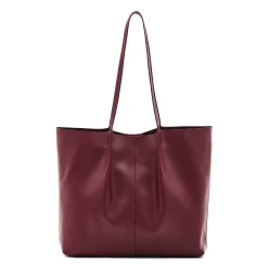 Nina Women's tote bag in leather color black cherry