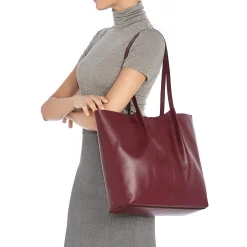 Nina Women's tote bag in leather color black cherry