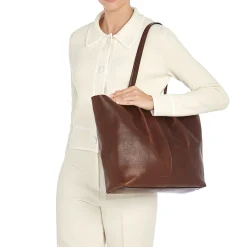 Nina Women's tote bag in vintage leather color coffee