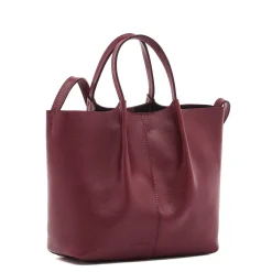 Nina Women's crossbody bag in leather color black cherry