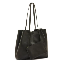 Nina Women's tote bag in leather color black