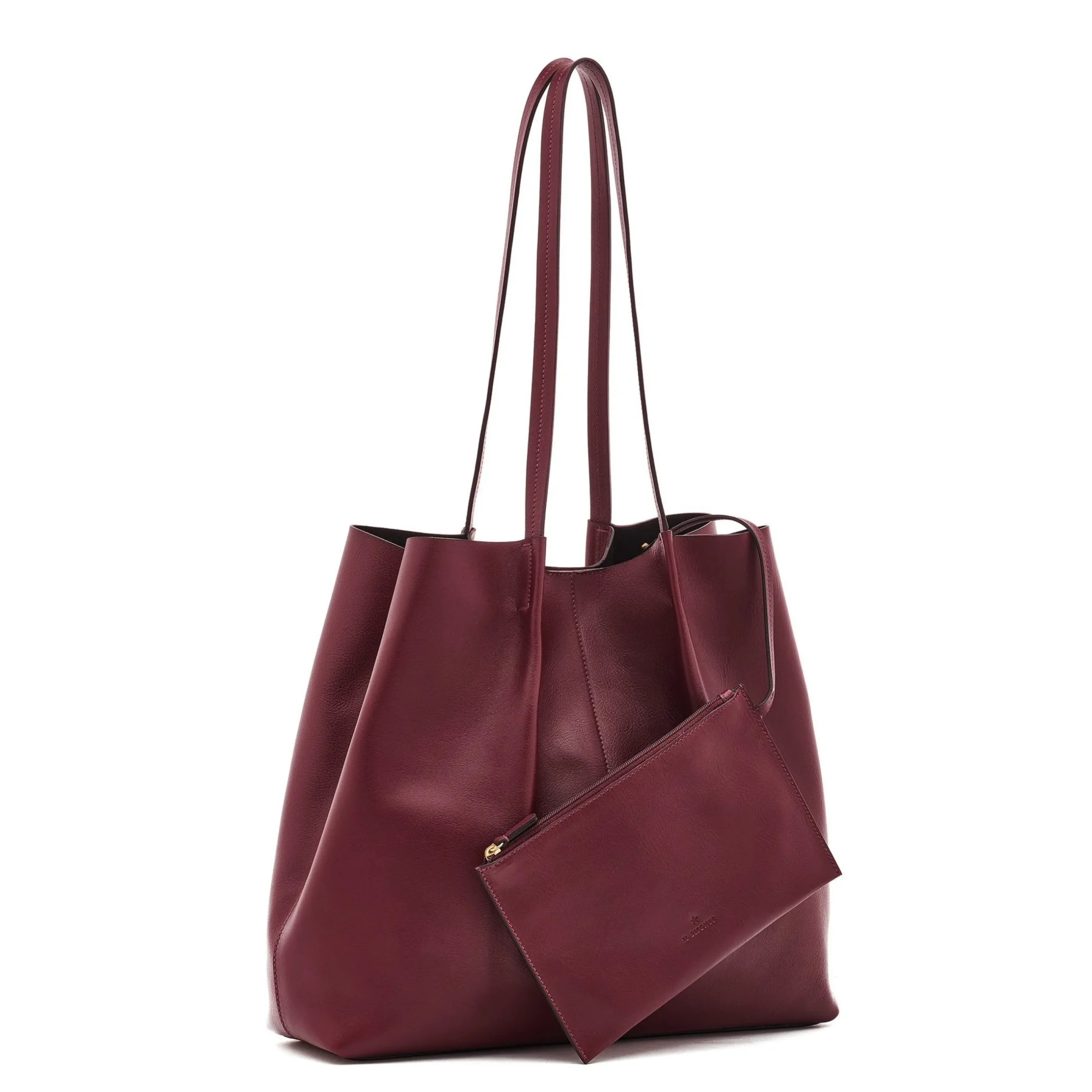 Nina Women's tote bag in leather color black cherry