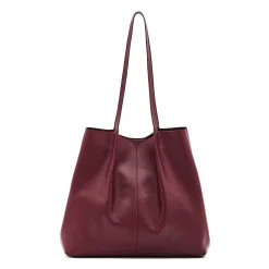 Nina Women's tote bag in leather color black cherry