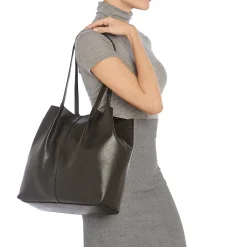Nina Women's tote bag in leather color black