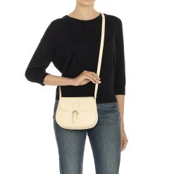 Novecento Women's crossbody bag in leather color white