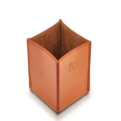 Office & business Desktop pen holder in leather color caramel