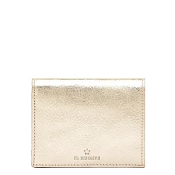 Oliveta Women's small wallet in metallic leather color metallic platinum