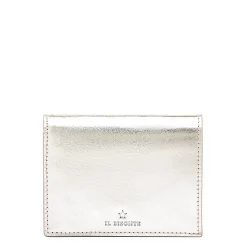 Oliveta Women's small wallet in metallic leather color metallic silver