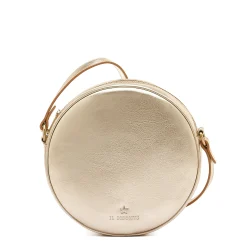 Oliveta Women's crossbody bag in metallic leather color metallic platinum