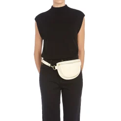 Oliveta Women's belt bag in leather color white